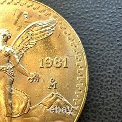 BU UNC MS 1981 Mexico Mo Libertad Onza 1/2 Oz. 999 Gold Oro Puro Coin