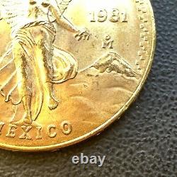 BU UNC MS 1981 Mexico Mo Libertad Onza 1/2 Oz. 999 Gold Oro Puro Coin