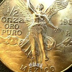 BU UNC MS 1981 Mexico Mo Libertad Onza 1/2 Oz. 999 Gold Oro Puro Coin