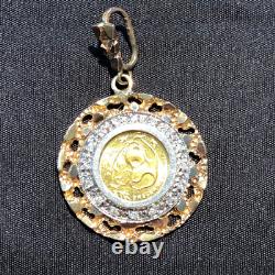 Beautiful 14KT Gold Nugget Charm with Pure Gold Coin 10 grams total Nice