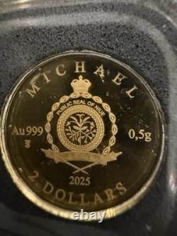 Beautiful Archangel MICHAEL. 05 Gram Gold Coin 2$ Niue 2025 WithCOA #877 Of 2000