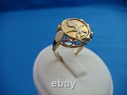 Beautiful Design 18k Yellow Gold High Quality Ladies Coin Ring 4.7 Grams Size 7