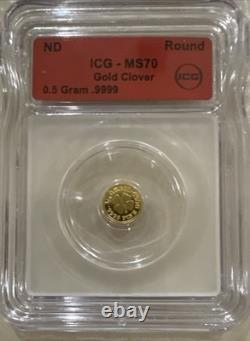 Beautiful ICG 0.5 Gram. 9999 Gold Lucky Clover ICG MS70 Gold Round