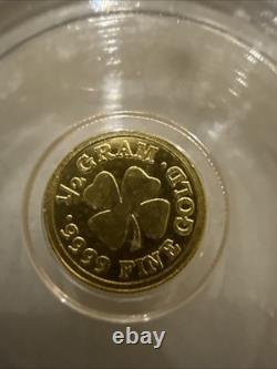 Beautiful ICG 0.5 Gram. 9999 Gold Lucky Clover ICG MS70 Gold Round