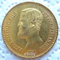 Brazil 1851 Gold 20,000 Reis Pedro-II Small Bust