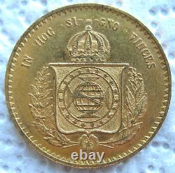 Brazil 1851 Gold 20,000 Reis Pedro-II Small Bust