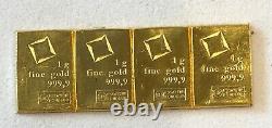 Buy It Now-4- 1 Gram, Valcambi Bars, 999.9 Fine Gold Combi Bar