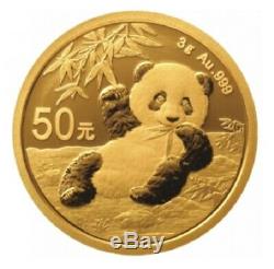 CHINE 50 Yuan Or 3 grammes Panda 2020