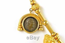 CUSTOM 18k Yellow Gold Ancient Greek God Mercury Coin Beaded Necklace 81 GRAMS