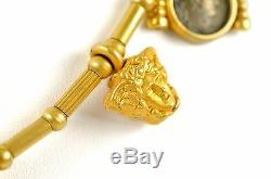 CUSTOM 18k Yellow Gold Ancient Greek God Mercury Coin Beaded Necklace 81 GRAMS