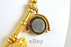 CUSTOM 18k Yellow Gold Ancient Greek God Mercury Coin Beaded Necklace 81 GRAMS