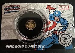 Captain America Gold Coin. 5 Grams 24k Limited Edition /1999 Cook Islands $5