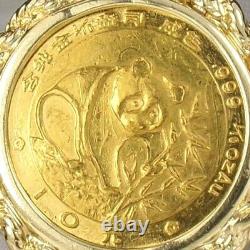 China 1/10 Oz 1988 Panda Gold 24K 10 Yuan Coin 14k Ring-Size 8.75