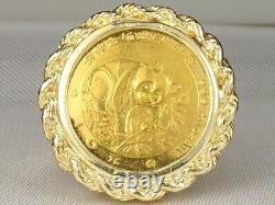 China 1/10 Oz 1988 Panda Gold 24K 10 Yuan Coin 14k Ring-Size 8.75