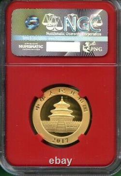 China 2017 Panda 15 Gram Gold Ngc Ms 70 200 Yuan. 999 Au Early Releases