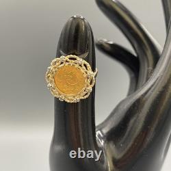 Chinese Panda Coin. 999 1/20 Ring 4 Grams 10k Yellow Gold Size 6.5