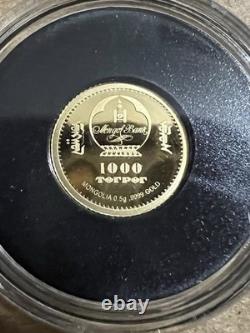 Chinggis Khaan 0.5 Gram Gold Coin. 9999 Fine