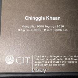 Chinggis Khaan. 5g Gold Coin CIT