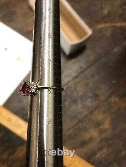 Classy White Gold Antique Ruby Diamonds Ring 2.4 Grams, Size 8, 14kt-top Quality