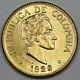 Colombia 1926 5 Peso 8 Gram Gold Coin Gem Bu Medellin 0.2355 Oz Agw Km#204