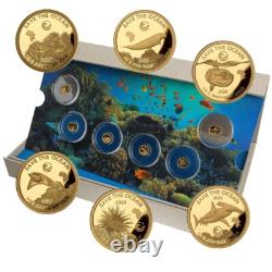 Complete Set of Six. 999 Fine Gold Coins 2020 Ocean's Pride Africa, 3 grams