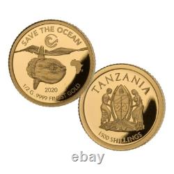 Complete Set of Six. 999 Fine Gold Coins 2020 Ocean's Pride Africa, 3 grams