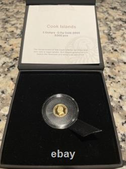 Cook Islands Wild West. 5 Gram $5 Gold Coin. 9999 Charles III