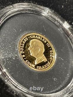 Cook Islands Wild West. 5 Gram $5 Gold Coin. 9999 Charles III