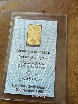 Credit Suisse 1 gram Fine. 999 Gold Bar Sealed Assay Card Rare