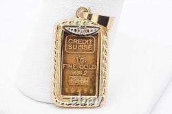 Credit Suisse 999.9 Fine Gold Pendant Set In 18k Gold 2.7 Grams Eb0926pxzde
