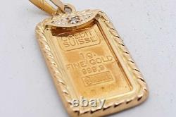 Credit Suisse 999.9 Fine Gold Pendant Set In 18k Gold 2.7 Grams Eb0926pxzde