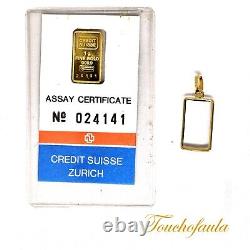 Credit Suisse Ingot 1 Gram Fine Gold With Cerfificate + 14k Frame. Panda 1985