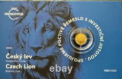 Czech Lion 1.24grams. 9999 Gold 13mm Mintage488/1000