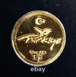 DARPHANE GOLD Turkey 1 Gram. 995 Coin Ingot Sealed Handy Wallet Barter Card