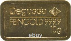 Degussa 10 Grams Gold Bar Sealed 9685