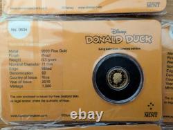 Disney Gold Coin Collection 2016 fine gold 0.5gram X7 complete collection RARE
