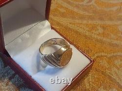 Dos Pesos 14K Gold Coin Men`s Ring Size 8 1/2 HEAVY 11gram