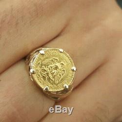 Dos Pesos coin Mounted on a 9ct Ring 4.9grams size O