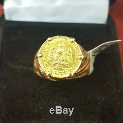 Dos Pesos coin Mounted on a 9ct Ring 4.9grams size O