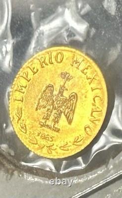 EMPERADOR MAXIMILIANO 1865 MEXICAN Miniature Gold Coin. 3 Grams