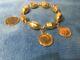 Estate-18k Ladies Heavy Italian Bracelet 54 Grams Plus 3x Gold Coins Us+au+br