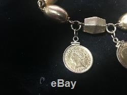 ESTATE-18K Ladies Heavy Italian Bracelet 54 Grams Plus 3x Gold Coins US+AU+BR