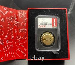 EXTREMELY RARE 2018 Fiji Gold coca cola bottle cap of proof gold First Day
