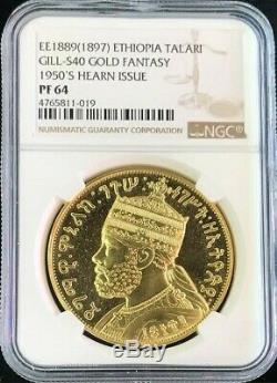 Ee1889 (1897) Ethiopia Gold Menelik II Birr (talari) 49.49 Gram Coin Ngc Pr 64