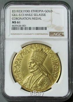 Ee1923 (1930) Ethiopia Gold 48.89 Gram Coronation Haile Selassie Gill-s13 Ms 61