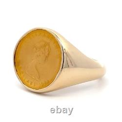 Elizabeth II 1984 Canadian Maple Leaf $5 Gold Coin 14K Gold Ring 9.75 J204