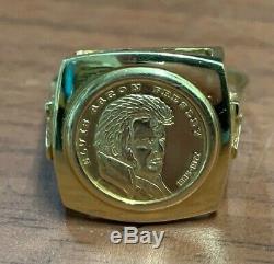 Elvis Aaron Presley 1935-77 14kt Gold Coin TCB in 14kt Gold Ring 7.7 Grams