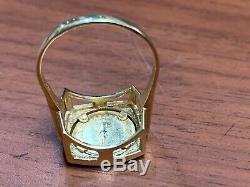 Elvis Aaron Presley 1935-77 14kt Gold Coin TCB in 14kt Gold Ring 7.7 Grams