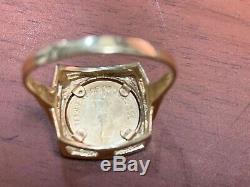 Elvis Aaron Presley 1935-77 14kt Gold Coin TCB in 14kt Gold Ring 7.7 Grams