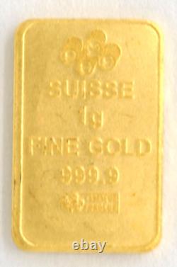 Essayuer Fonduer Suisse Fortuna Design 1 Gram. 999 Fine Pure Gold Bar Ingot